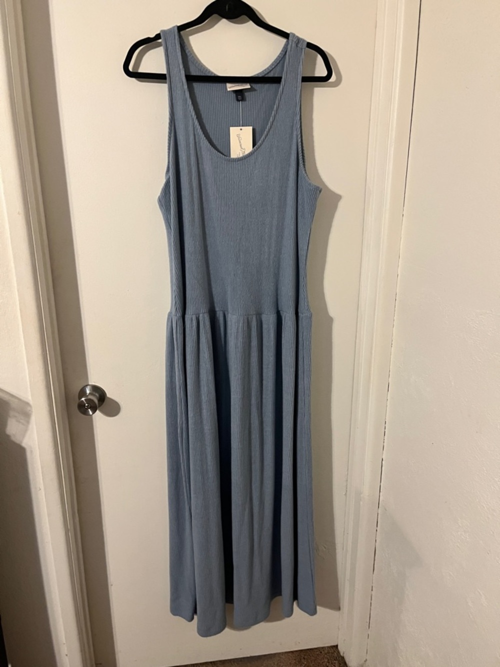 Sleeveless Light Blue Maxi Dress - Casual Ribbed Tank Style